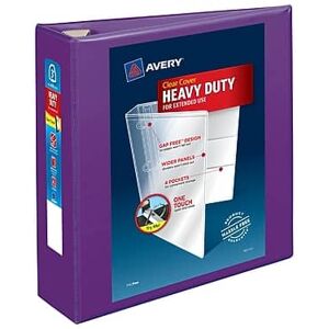 Avery - Heavy Duty 3" 3-Ring View Binders, One Touch EZD Ring - Purple Avery - Heavy Duty 3" 3-Ring View Binders, One Touch EZD Ring - Purple