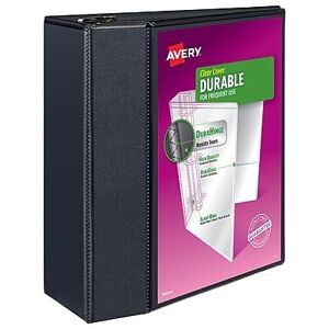 Avery - 5" 3-Ring View Binders, D-Ring - Black Avery - 5" 3-Ring View Binders, D-Ring - Black