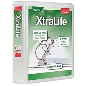 Cardinal - XtraLife Heavy Duty 2" 3-Ring View Binders, D-Ring - White Cardinal - XtraLife Heavy Duty 2" 3-Ring View Binders, D-Ring - White