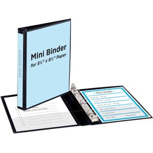 Avery - Mini View Binder, 0.5" Round Rings, Binder (27725) - Black Avery - Mini View Binder, 0.5" Round Rings, Binder (27725) - Black
