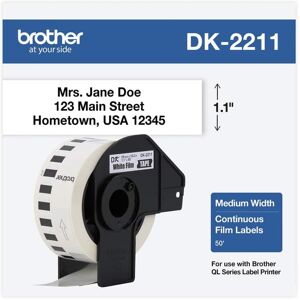 Brother - DK2211 1.1 in. x 50 ft. Continuous Film Label Tape - (1-Roll) - White Brother - DK2211 1.1 in. x 50 ft. Continuous Film Label Tape - (1-Roll) - White