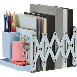 Unique Bargains - Adjustable Book Ends, 6.5" Tall Heavy Duty Metal Adjustable Bookends, with Removable Pen Holder Tray and 3 Hook-up - Blue Unique Bargains - Adjustable Book Ends, 6.5" Tall Heavy Duty Metal Adjustable Bookends, with Removable Pen Holder Tray and 3 Hook-up - Blue