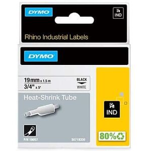 Dymo - Rhino Industrial 18057 Heat-Shrink Tube Label Maker Tape, 3/4" x 5', (18057) - Black on White Dymo - Rhino Industrial 18057 Heat-Shrink Tube Label Maker Tape, 3/4" x 5', (18057) - Black on White