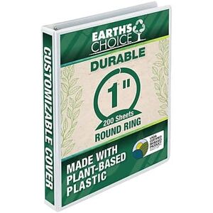 Samsill - Earth's Choice Plant-Based 1" View Binder, 3-Ring , Made in USA - White Samsill - Earth's Choice Plant-Based 1" View Binder, 3-Ring , Made in USA - White