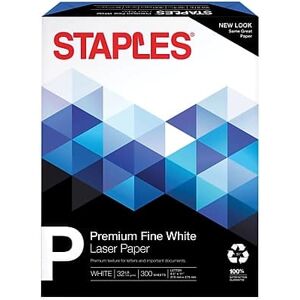 Staples - 30% Recycled 8.5" x 11" Multipurpose Paper, 32 lbs., 100 Brightness, 300/Pack - White Staples - 30% Recycled 8.5" x 11" Multipurpose Paper, 32 lbs., 100 Brightness, 300/Pack - White