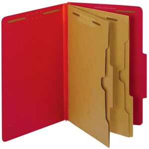Tops Business Forms - Colored Pressboard Top Tab Folders, 2.5" Expansion, 2 Dividers, 6 Fasteners, Legal Size, Bright Red, 10/Box Tops Business Forms - Colored Pressboard Top Tab Folders, 2.5" Expansion, 2 Dividers, 6 Fasteners, Legal Size, Bright Red, 10/Box