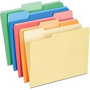 Staples - Heavyweight File Folders, 1/3-Cut Tab, Letter Size, 50/Box (ST18363-CC) - Assorted Colors Staples - Heavyweight File Folders, 1/3-Cut Tab, Letter Size, 50/Box (ST18363-CC) - Assorted Colors