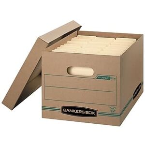 Bankers Box - Stor/File 100% Recycled Corrugated File Storages Boxes, Lift-Off Lid, Letter/Legal Size, Brown, 12/Carton - Kraft and Green Bankers Box - Stor/File 100% Recycled Corrugated File Storages Boxes, Lift-Off Lid, Letter/Legal Size, Brown, 12/Carton - Kraft and Green