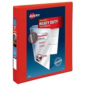 Avery - Heavy Duty 1" 3-Ring View Binders, One Touch EZD Ring - Red Avery - Heavy Duty 1" 3-Ring View Binders, One Touch EZD Ring - Red