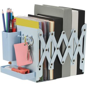 Unique Bargains - Adjustable Book Ends, 7.5" Tall Heavy Duty Metal Adjustable Bookends, with Removable Pen Holder Tray and 3 Hook-up - Blue Unique Bargains - Adjustable Book Ends, 7.5" Tall Heavy Duty Metal Adjustable Bookends, with Removable Pen Holder Tray and 3 Hook-up - Blue