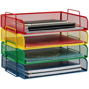 Mind Reader - Stackable Paper Tray, Classroom Organizer, File Storage, Teachers, Metal Mesh, 4 Pcs - Multi Mind Reader - Stackable Paper Tray, Classroom Organizer, File Storage, Teachers, Metal Mesh, 4 Pcs - Multi