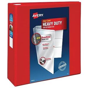 Avery - Heavy Duty 4" 3-Ring View Binders, D-Ring - Red Avery - Heavy Duty 4" 3-Ring View Binders, D-Ring - Red