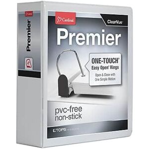Cardinal - Premier Heavy Duty 4" 3-Ring View Binders, D-Ring - White Cardinal - Premier Heavy Duty 4" 3-Ring View Binders, D-Ring - White