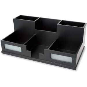 Victor - Midnight Black Desk Organizer with Smartphone Holder, 6 Compartments, Wood, 10.5 x 5.5 x 4 Victor - Midnight Black Desk Organizer with Smartphone Holder, 6 Compartments, Wood, 10.5 x 5.5 x 4