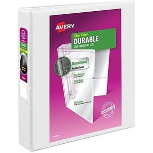 Avery - Durable 1 1/2" 3-Ring View Binders, D-Ring - White Avery - Durable 1 1/2" 3-Ring View Binders, D-Ring - White