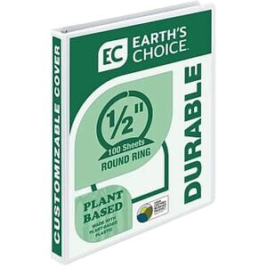Samsill - Earth's Choice Plant-Based Durable 1/2" View Binder, 3-Ring , Made in USA - White Samsill - Earth's Choice Plant-Based Durable 1/2" View Binder, 3-Ring , Made in USA - White