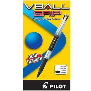 Pilot - VBall Grip Rollerball Pen, Extra Fine Point, Dozen - Black Ink Pilot - VBall Grip Rollerball Pen, Extra Fine Point, Dozen - Black Ink