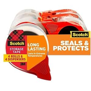 Scotch - Moving & Storage Packing Tape with Dispenser, 1.88" x 38.2 yds., 4/Pack - Clear Scotch - Moving & Storage Packing Tape with Dispenser, 1.88" x 38.2 yds., 4/Pack - Clear