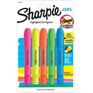 Sharpie - Gel Stick Highlighter, Bullet Tip, 5/Pack - Assorted Sharpie - Gel Stick Highlighter, Bullet Tip, 5/Pack - Assorted