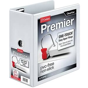 Cardinal - Premier ClearVue 5" 3-Ring View Binders, D-Ring - White Cardinal - Premier ClearVue 5" 3-Ring View Binders, D-Ring - White