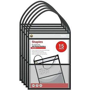 Staples - Heavyweight Stitched Job Ticket Holder, 9" x 12", 15/Pack - Clear Staples - Heavyweight Stitched Job Ticket Holder, 9" x 12", 15/Pack - Clear