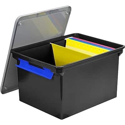 Storex - Letter/Legal Portable File Tote Storage Box With Locking Handle, Letter/Legal Size - Black and gray Storex - Letter/Legal Portable File Tote Storage Box With Locking Handle, Letter/Legal Size - Black and gray