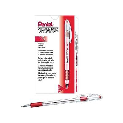Pentel - R.S.V.P. Ballpoint Pens, Fine Point, Dozen - Red Ink Pentel - R.S.V.P. Ballpoint Pens, Fine Point, Dozen - Red Ink