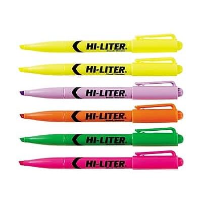 Avery - Hi-Liter Stick Highlighters, Chisel, 6/Pack - Assorted Avery - Hi-Liter Stick Highlighters, Chisel, 6/Pack - Assorted
