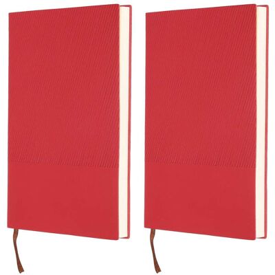 Unique Bargains - 2pcs Lined Journal Notebook 8.3x5.7", A5 98 Pages 80GSM Soft PU Leather Ribbed Daily Journal for Office - Red Unique Bargains - 2pcs Lined Journal Notebook 8.3x5.7", A5 98 Pages 80GSM Soft PU Leather Ribbed Daily Journal for Office - Red