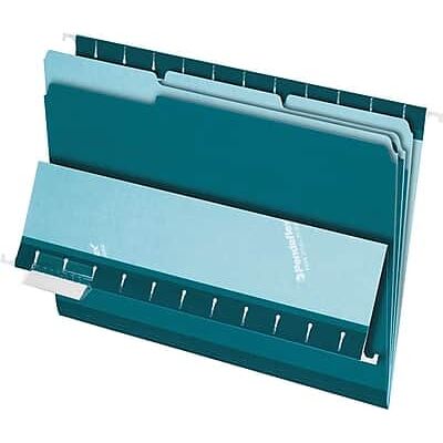Pendaflex - File Folder, 3 Tab, Letter Size, 100/Box - Teal Pendaflex - File Folder, 3 Tab, Letter Size, 100/Box - Teal