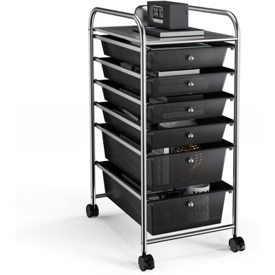 Costway - 6 Drawer Rolling Storage Cart Scrapbook Paper Office School Organizer - Black Costway - 6 Drawer Rolling Storage Cart Scrapbook Paper Office School Organizer - Black