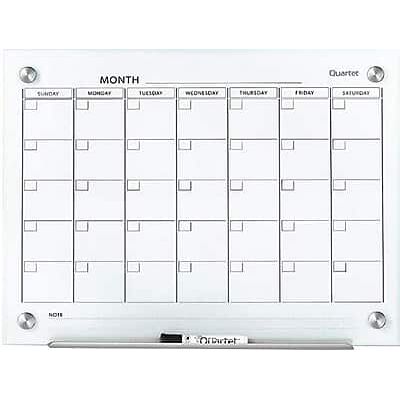 Quartet - Infinity Magnetic Glass Calendar Dry-Erase Whiteboard, Frameless, 2' x 1.5' Quartet - Infinity Magnetic Glass Calendar Dry-Erase Whiteboard, Frameless, 2' x 1.5'