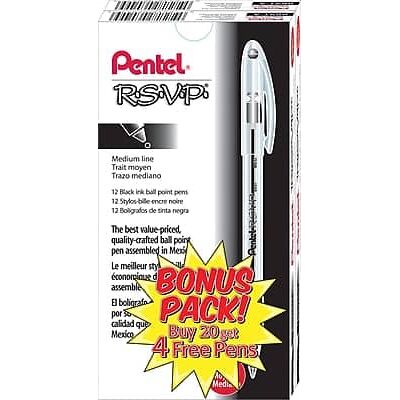 Pentel - R.S.V.P. Ballpoint Pens, Medium Point, 24/Pack - Black Ink Pentel - R.S.V.P. Ballpoint Pens, Medium Point, 24/Pack - Black Ink