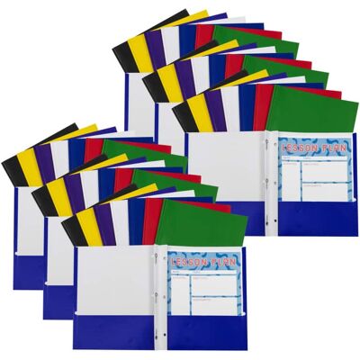 C-line - Two Pocket Paper Portfolios with Prongs Assorted Colors Pack of 48 C-line - Two Pocket Paper Portfolios with Prongs Assorted Colors Pack of 48