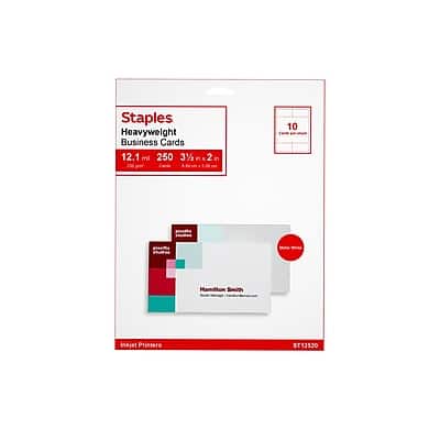 Staples - Business Cards, 3.5" x 2", 250/Pack - Matte White Staples - Business Cards, 3.5" x 2", 250/Pack - Matte White