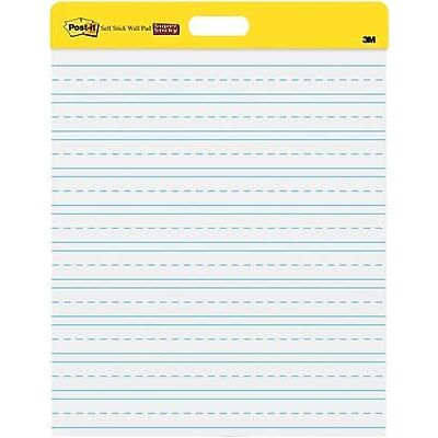 Post-it - Super Sticky Wall Easel Pad, 20" x 23", Primary Lined, 20 Sheets/Pad, 2 Pads/Pack - White/Blue Post-it - Super Sticky Wall Easel Pad, 20" x 23", Primary Lined, 20 Sheets/Pad, 2 Pads/Pack - White/Blue