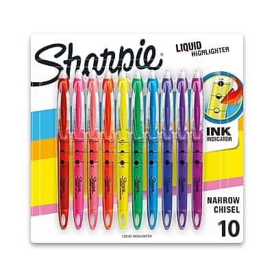 Sharpie - Liquid Highlighter, Chisel Tip, 10/Pack - Assorted Sharpie - Liquid Highlighter, Chisel Tip, 10/Pack - Assorted