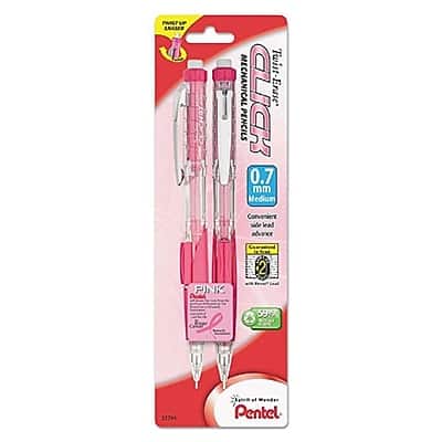 Pentel - Twist-Erase Mechanical Pencil, 0.7mm, #2 Medium Lead, 2/Pack - Black Pentel - Twist-Erase Mechanical Pencil, 0.7mm, #2 Medium Lead, 2/Pack - Black