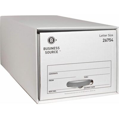 Business Source - Drawer Storage Boxes Letter Light Duty Stackable White For File Recycled 6 / Carton Business Source - Drawer Storage Boxes Letter Light Duty Stackable White For File Recycled 6 / Carton