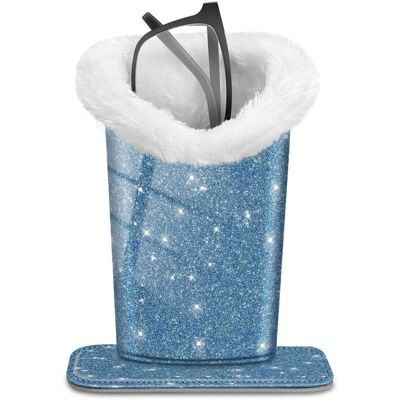 Kitcheniva - PU Leather Plush Lined Eyeglasses Protective Cover Holder Magnetic Stand Desk Organizer - Glittering Blue Kitcheniva - PU Leather Plush Lined Eyeglasses Protective Cover Holder Magnetic Stand Desk Organizer - Glittering Blue