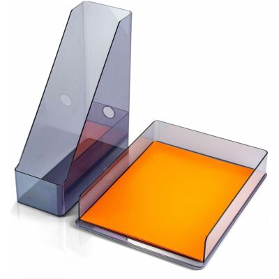 Officemate - Recycled Letter Tray & File Desktop Set Desktop Front Loading Durable Sturdy Plastic - Translucent Gray Officemate - Recycled Letter Tray & File Desktop Set Desktop Front Loading Durable Sturdy Plastic - Translucent Gray