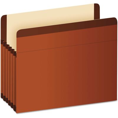 Tops Business Forms - Premium Reinforced Expanding File Pockets, 5.25" Expansion, Letter Size, Red Fiber, 5/box Tops Business Forms - Premium Reinforced Expanding File Pockets, 5.25" Expansion, Letter Size, Red Fiber, 5/box
