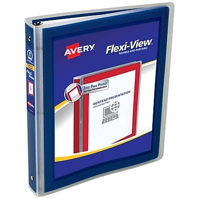 Avery - Flexi-View Heavy Duty 1" 3-Ring View Binders - Navy Blue Avery - Flexi-View Heavy Duty 1" 3-Ring View Binders - Navy Blue