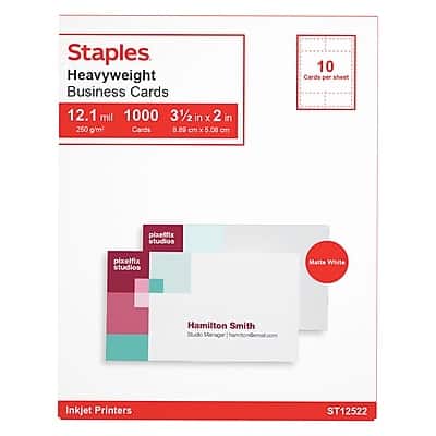 Staples - Business Cards, 3.5" x 2", 1000/Pack - Matte White Staples - Business Cards, 3.5" x 2", 1000/Pack - Matte White