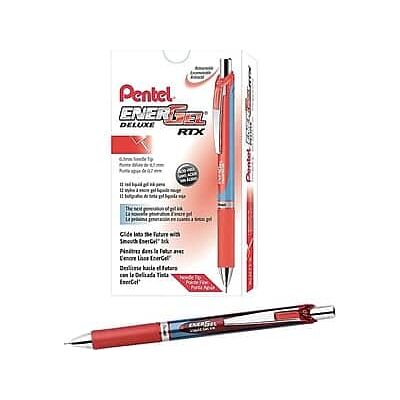 Pentel - EnerGel RTX Retractable Gel Pens, Needle Tip Medium Point, 12/Pack - Red Ink Pentel - EnerGel RTX Retractable Gel Pens, Needle Tip Medium Point, 12/Pack - Red Ink