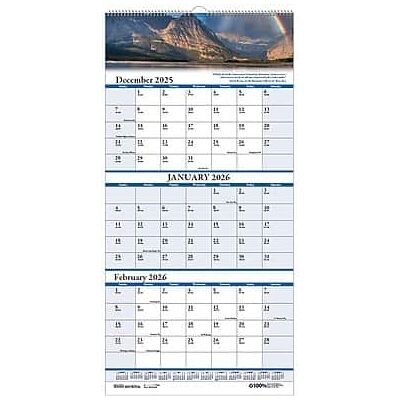 House of Doolittle - 2026 Earthscapes Scenic 12.25" x 26" Three-Month Wall Calendar - Multi House of Doolittle - 2026 Earthscapes Scenic 12.25" x 26" Three-Month Wall Calendar - Multi