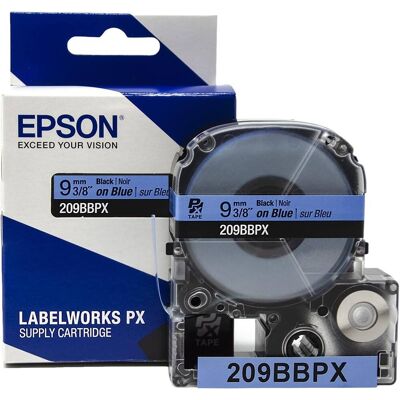 Epson - 3/8" Tape - 209BBPX - Black on Blue Epson - 3/8" Tape - 209BBPX - Black on Blue