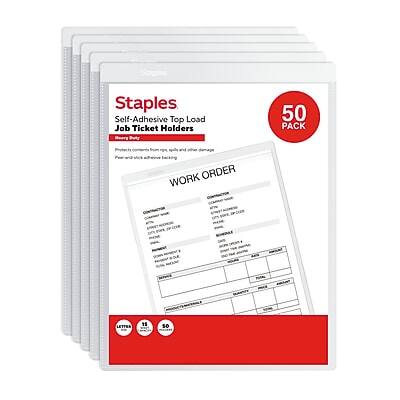 Staples - Heavyweight Sealed Job Ticket Holder, 8.5" x 11", 50/Pack - Clear Staples - Heavyweight Sealed Job Ticket Holder, 8.5" x 11", 50/Pack - Clear