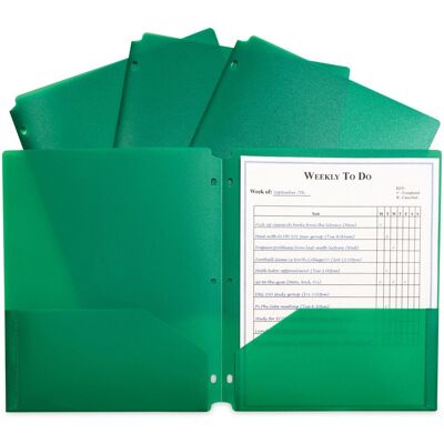 C-Line Products - Two-Pocket Heavyweight Poly Portfolio Folder, 3-Hole Punch, 11 x 8.5, Green, 25/Box C-Line Products - Two-Pocket Heavyweight Poly Portfolio Folder, 3-Hole Punch, 11 x 8.5, Green, 25/Box