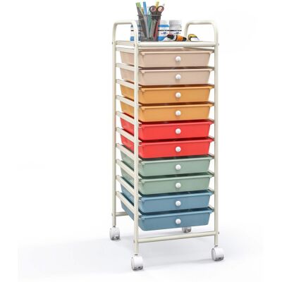 Costway - 10 Drawer Rolling Storage Cart Scrapbook Paper Office School Organizer - Macaron Costway - 10 Drawer Rolling Storage Cart Scrapbook Paper Office School Organizer - Macaron